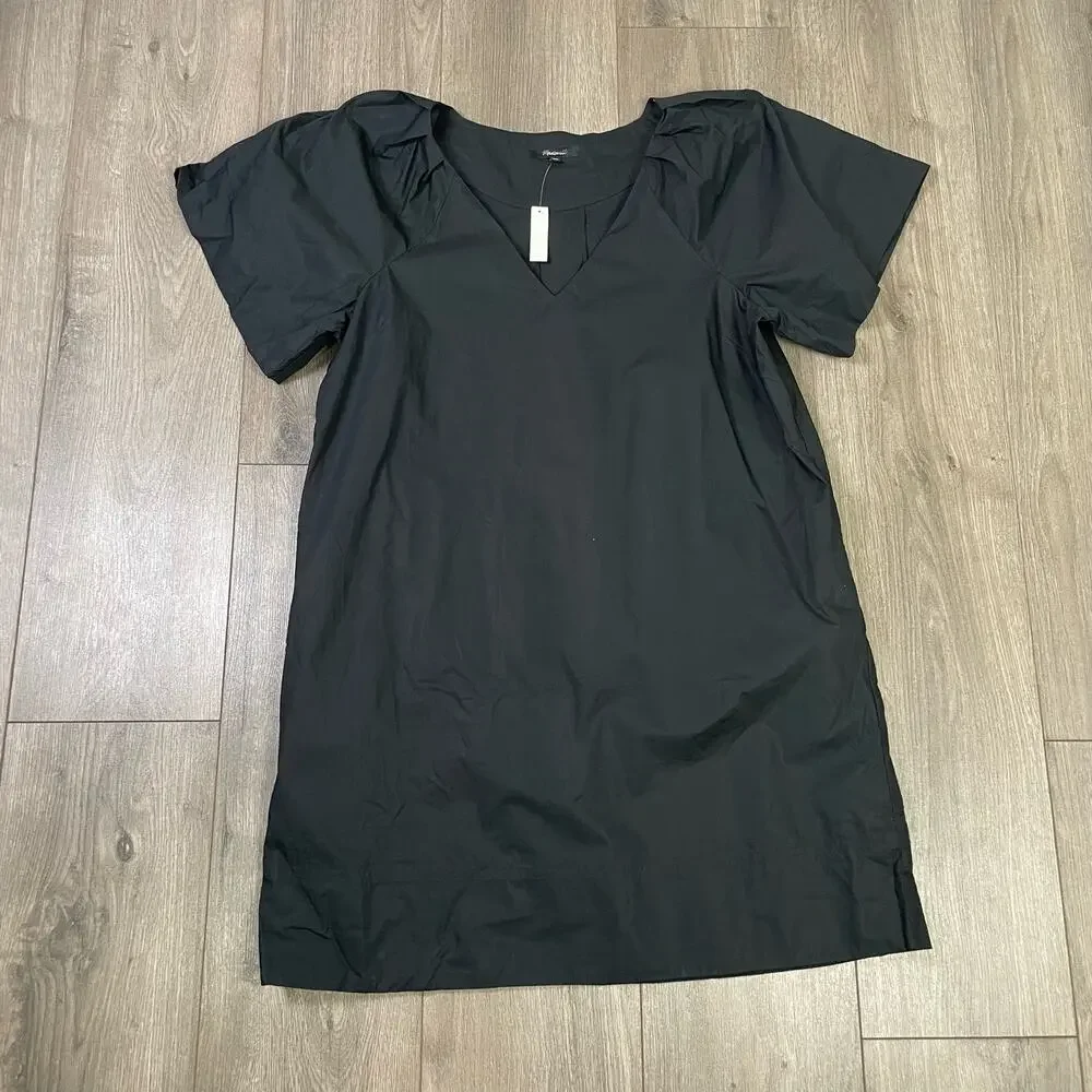 Madewell V Neck Mini Short Sleeve Trendy Going Out Shirt Dress US Womens XXS New
